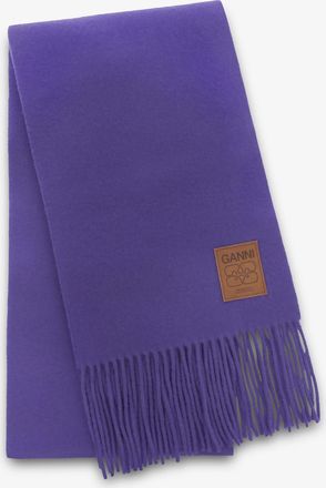 Ganni Purple Wool Knit Scarf