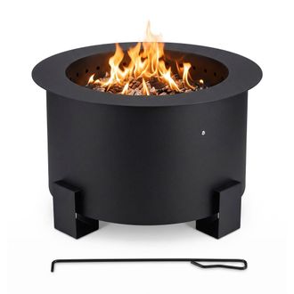 Relaxdays Relaxdays Brasero De Baja Emisi&oacute;n De Humo, Acero, 34&times;56 Cm, Doble Pared, Atizador, Negro