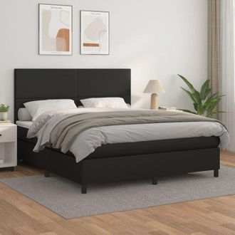 vidaXL Vidaxl - Cama Box Spring Con Colch&oacute;n Cuero Sint&eacute;tico Negro 180x200 Cm