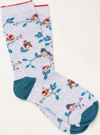 Fat Face FatFace Grey Robin Socks