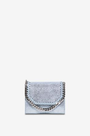 Stella McCartney Kompakte Metallic-Brieftasche mit Kettengurt Falabella Shaggy Deer