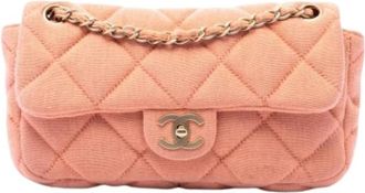 Chanel Pre-owned Quilted Shoulder Bag - Dames - Vintage Schoudertas - Roze - ONE Size - Katoen - Vintage