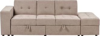 Beliani Divano letto a 3 posti con contenitore Ottomano sezionale in tessuto marrone Falster