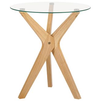 Beliani Beliani - Mesa Auxiliar De Vidrio Templado Transparente Madera Clara 45 Cm Patas Valley