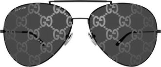 Gucci Pilot Frame Zonnebrillen - Heren - Zonnebrillen - Zwart - 65 MM - Accessoires