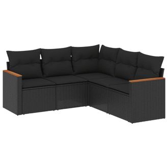 vidaXL Vidaxl - Set Divani Da Giardino 5 Pz Con Cuscini In Polyrattan Nero