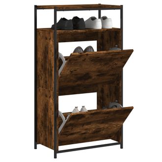 vidaXL Vidaxl - Zapatero De Madera De Ingenier&iacute;a Roble Ahumado 60x34x112 Cm