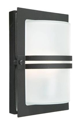 Netlighting 1 Light Outdoor Frosted Flush Wall Light Black IP54 E27