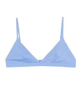 Ralph Lauren Blue Solid Bikini Top Swimwear