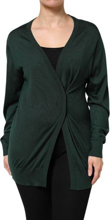 Dolce & Gabbana Dark Green Cashmere Silk Cardigan Womens Sweater