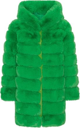 Americandreams Blake Faux Fur Jas Lang - Dames - Jassen - Groen - M - Polyester - Jassen
