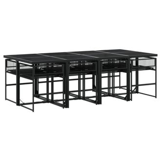 Berkfield Home Beautiful 9 Piece Garden Dining Set Black Poly Rattan