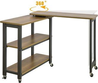 SoBuy Mesa auxiliar giratoria con 2 estante madera marr&oacute;n