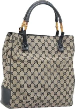 Gucci Pre-owned Vintage GG Canvas Handtas - Dames - Vintage Handtas - Beige - ONE Size - Leer - Vintage