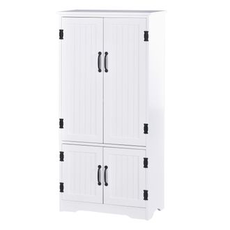 HOMCOM Accent Floor Storage Cabinet Kitchen Pantry with Adjustable Shelves and 2 Lower Doors - White w/Adjustable Shelves - Home Living | TJ Hughes