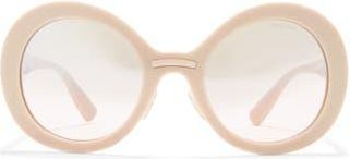 Miu Miu 53mm Round Sunglasses in Beige /Light Brown Mirror at Nordstrom Rack