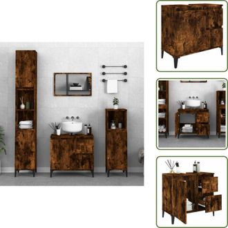 vidaXL The Living Store Armadietto Bagno Rovere Fumo 65x33x60 cm in Legno Multistrato - Armadio da bagno