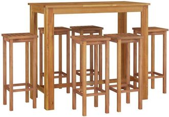 vidaXL Mesa Y Taburetes Altos De Jard&iacute;n 7 Pzas Madera Maciza Acacia Vidaxl