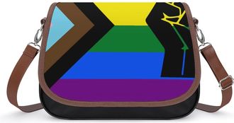 Generic LGBT Proud Flag with Raised Fist Small Womens Crossbody Bags Shoulder Handbag with Adjustable Strap for Travel
