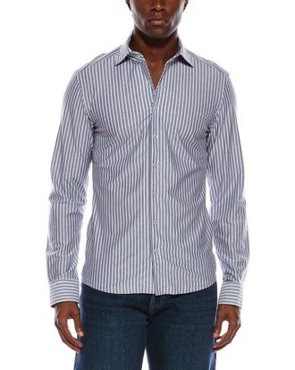 Eterna Japanese Knit Slim Fit Stripe Shirt