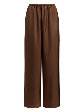 12 Storeez elastic-waist silk palazzo pants - women - Mulberry Silk - S - Brown