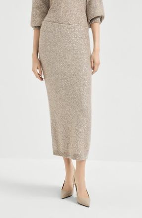 Brunello Cucinelli Dazzling texture skirt in Beige at Nordstrom, Size 3X-Large Eu