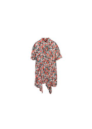 Marni Blue & red pansy print crepe dress Size S