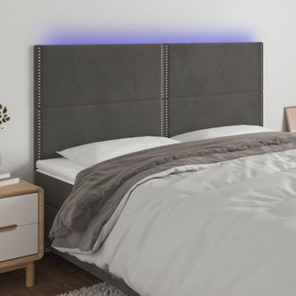 vidaXL Cabecero Con Luces Led Terciopelo Gris Oscuro 180x5x118/128 Cm Vidaxl