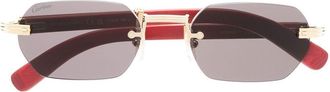 Cartier tinted geometric-frame sunglasses - men - Metal/Wood - 54 - Gold