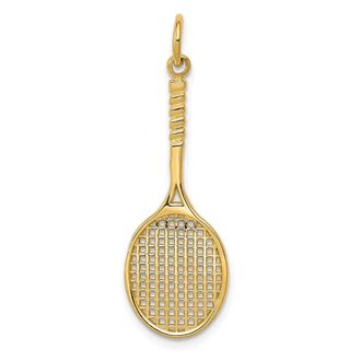 Diamond2Deal 14k Yellow Gold Tennis Racquet Charm Pendant