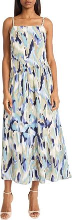 Maggy London Wavy Tier Maxi Dress in Light Blue/Sage at Nordstrom Rack, Size 12