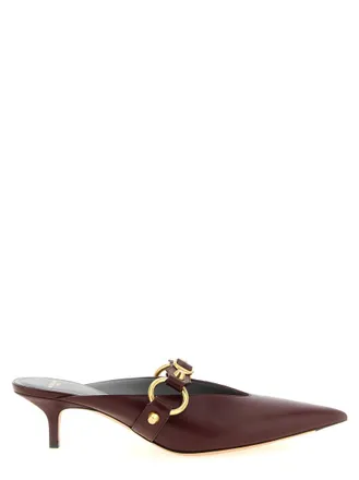 Balenciaga Maroon Leather Mules