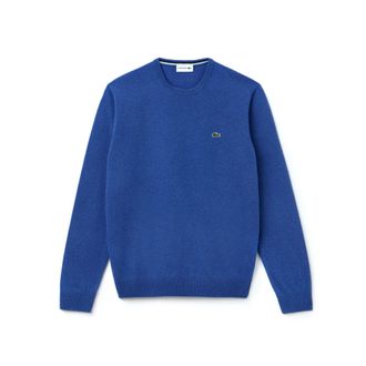 Lacoste Crew Neck Wool Jersey Knit Jumper Blue Mens Pullover AH0841 AT9