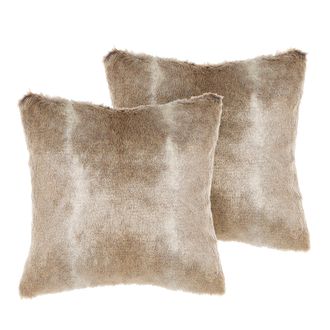Beliani Beliani - Conjunto De 2 Cojines De Acr&iacute;lico Marr&oacute;n 45 X 45 Cm Cremallera Liso Boho Sala De Estar Dormitorio Hordeum