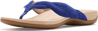 Vionic Bella Braid Thong Sandals Womens Wedge Shoes Mazarine Blue Suede : 6.5 M, Leather