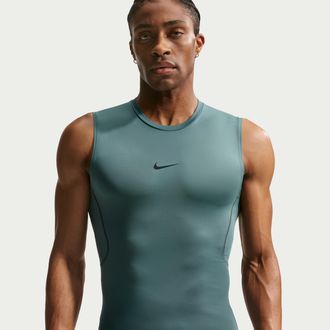 Nike Mens Nike Pro Dri-FIT Tight Sleeveless Fitness Top in Grey | FB7914-382