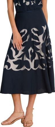 Nic+Zoe Antibes Linen Blend Cutout Skirt in Dark Indigo at Nordstrom, Size 10