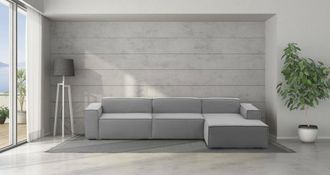 Talamo Italia Talamo Italia - Sof&aacute; Fijo Raffaella, Sof&aacute; Modular 4 Plazas Pen&iacute;nsula Derecha, 100% Made In Italy, Sof&aacute; Moderno En Tela, Cm 340x170h70, Gris, Con Embal