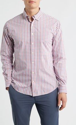 Johnnie-O Brantley Plaid Performance Button-Down Shirt in Malibu Red at Nordstrom Rack, Size Xx-Large