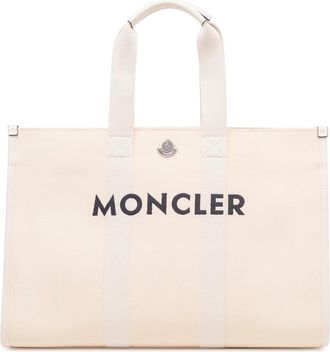 Moncler Logo-detail Canvas Tote Bag - Heren - Shoppers - Beige - ONE Size - Katoen - Tassen