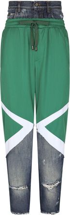 Dolce & Gabbana panelled straight-leg jeans - men - Nylon/Polyester/Cotton - 50 - Green