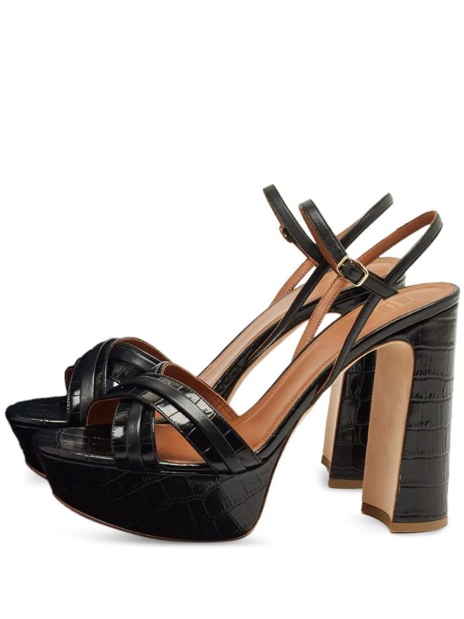 Mila platform sandals - women - Crocodile Embossed Leather/Calf Leather/Calf Leather - 42 - Black