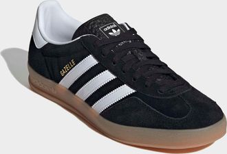 adidas Sneaker ADIDAS ORIGINALS GAZELLE INDOOR, Herren, Gr. 38,5, core schwarz, ftwr wei&szlig;, gum 2, Leder, Synthetik, Schuhe Sneaker