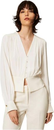 Twinset Camicia M/L - Dames - Blouses - Wit - M - Leer - Overhemden