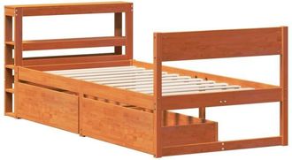 vidaXL Bed Frame without Mattress Wax Brown 90x190 cm Single Solid Wood Pine Vidaxl