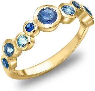 Dower & Hall 18k Blue Sapphire & Aquamarine Cascade Ring - 0.75ct