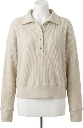 Faherty Apres Waffle Henley Top In Light Grey Heather