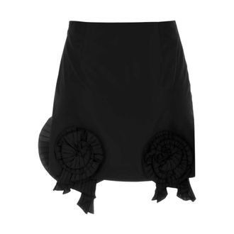 Blumarine Falda Corta con Volantes y Apliques de Rosetas - Skirts - Mujer - Negro - S