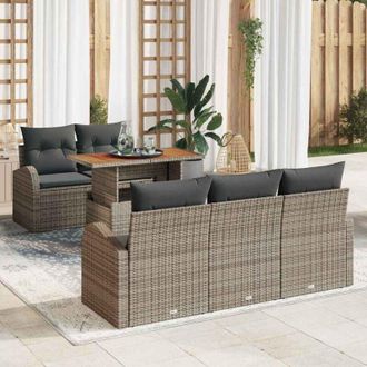 vidaXL Conjunto De Sof&aacute; De Jard&iacute;n Manual 6 Pcs Gris 100 X 55 X 73 Cm Vidaxl
