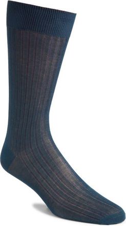 Canali Ribbed Cotton Dress Socks in Green at Nordstrom, Size Large